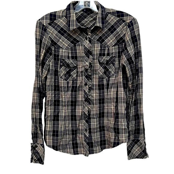 GAP BLOUSE, Blue / Cream Plaid Size M - Picture 1 of 5